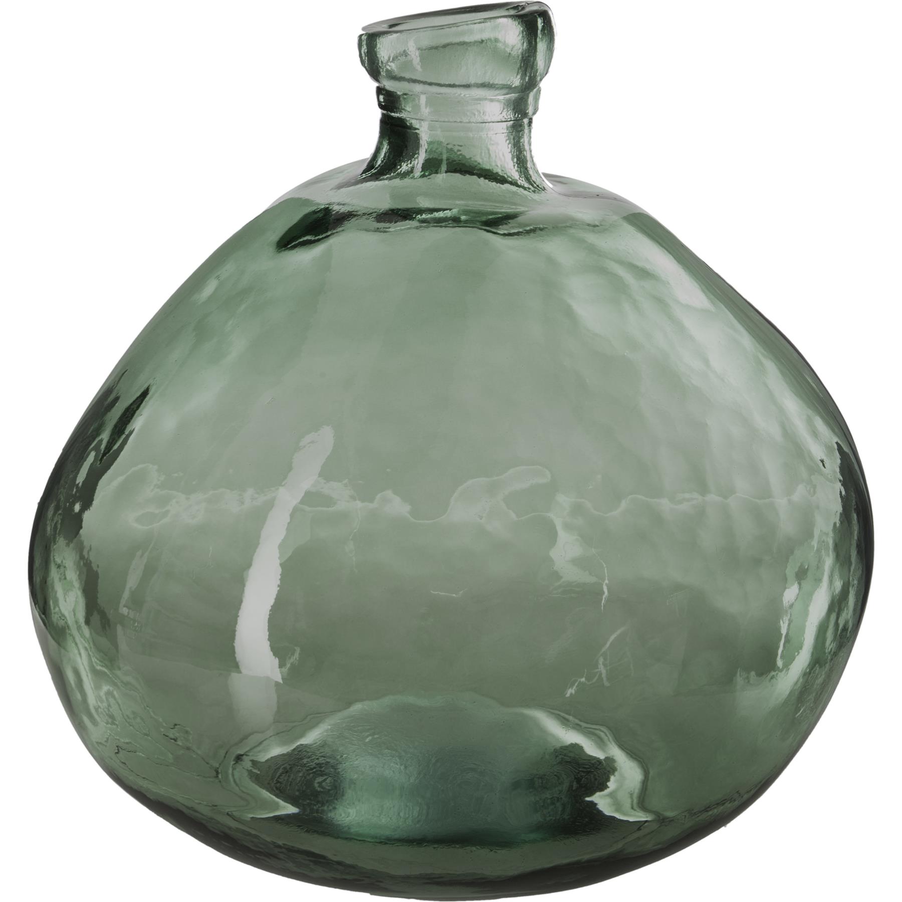 Atmosphera bol fles vaas - groen transparant - glas - H33 x D32 cm