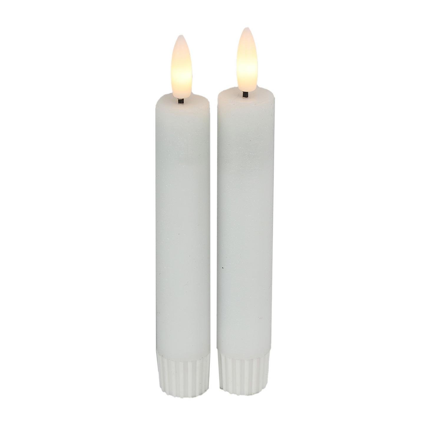 Countryfield Led kaarsen|dinerkaarsen - 2x stuks - wit - 15 cm