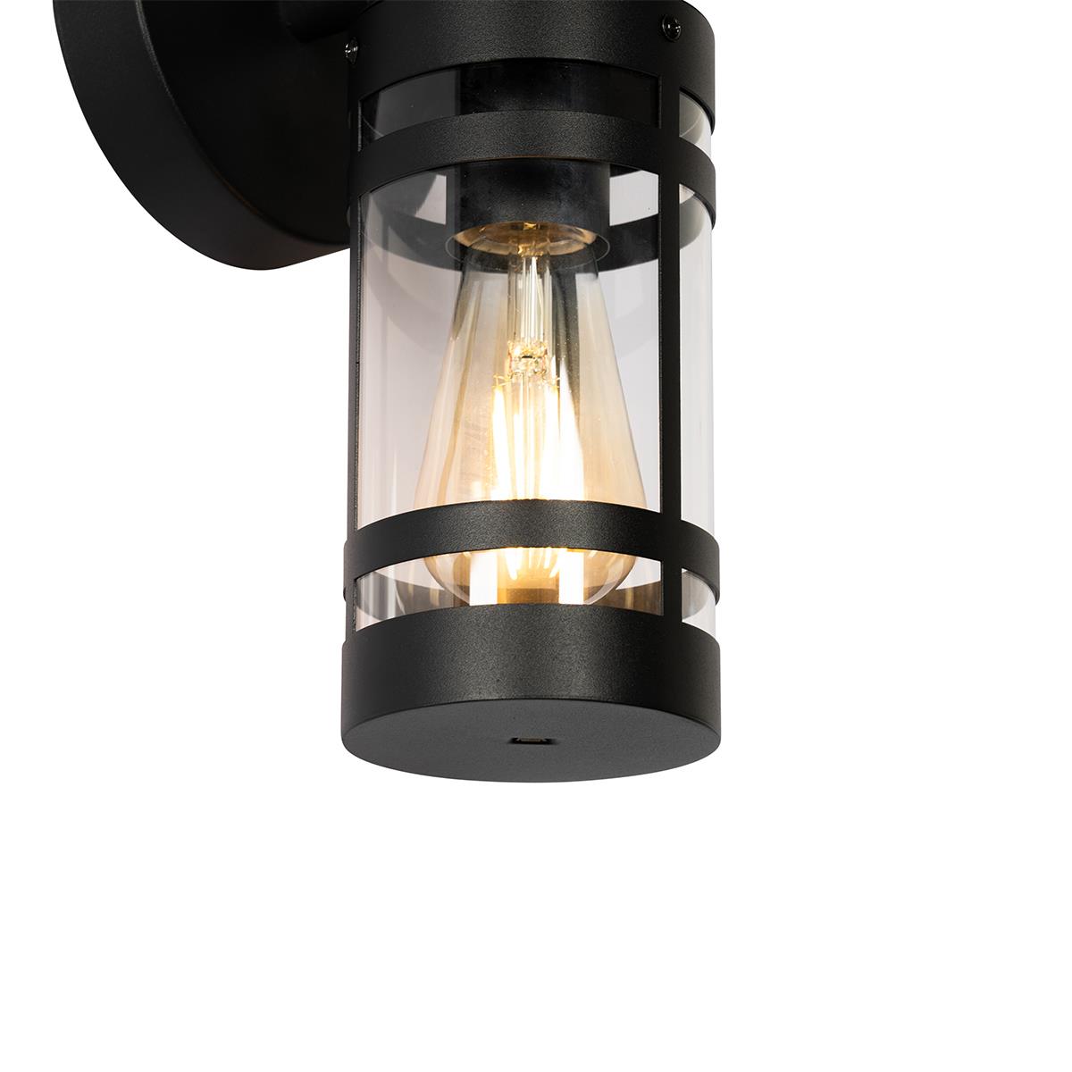 QAZQA Buiten wandlamp zwart IP44 met schemersensor - Ruben