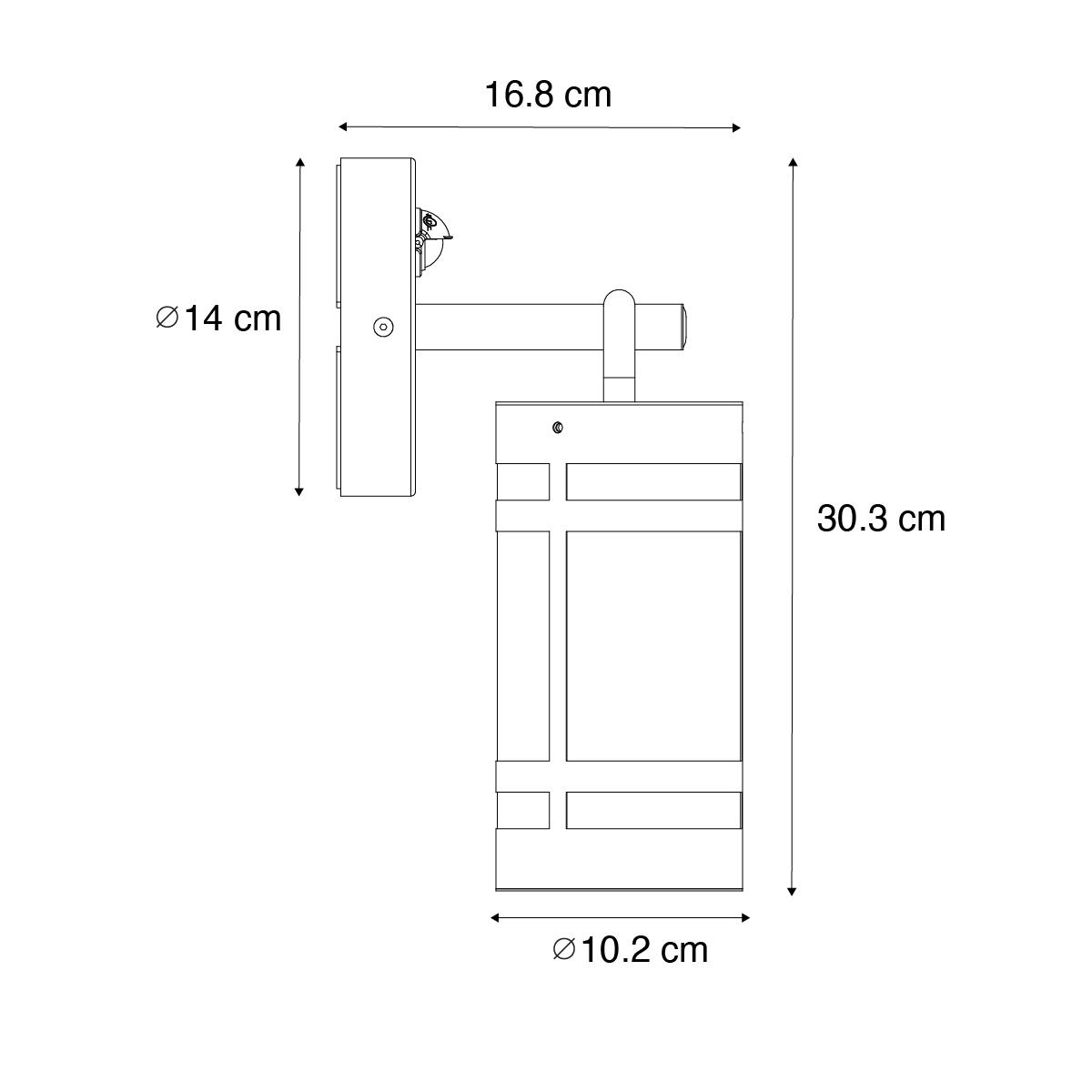 QAZQA Buiten wandlamp zwart IP44 met bewegingssensor - Ruben