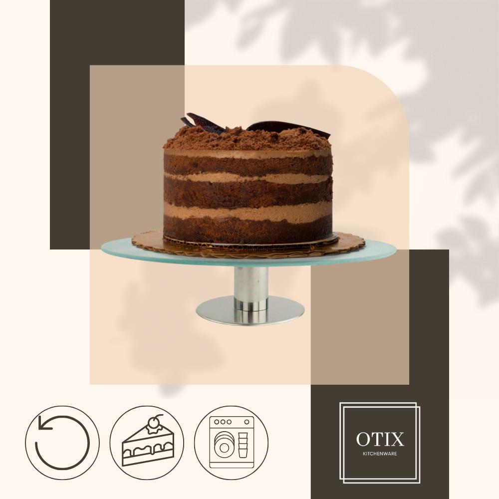 OTIX Taartplateau Luxe Glas Met Voet Draaibaar Taartschaal Taartbor...