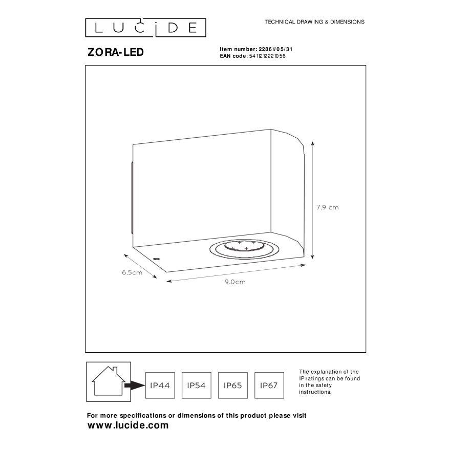 Lucide ZORA-LED Wandspot - Wit