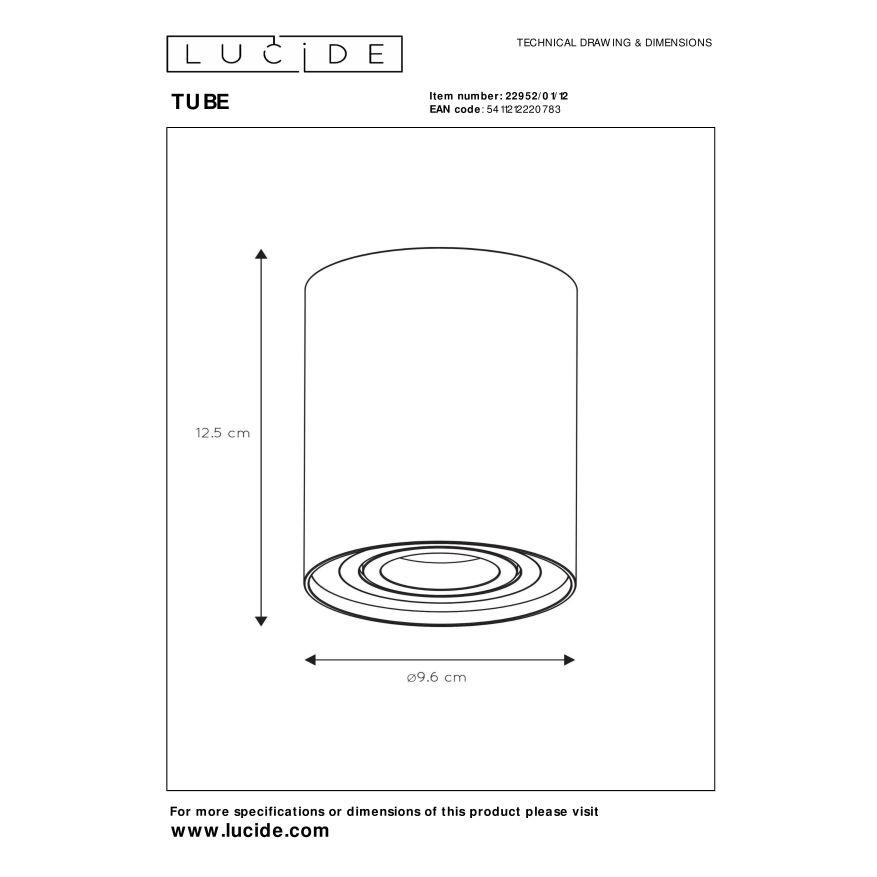 Lucide TUBE Plafondspot - Mat chroom
