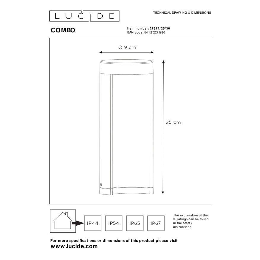 Lucide COMBO Sokkellamp - Zwart