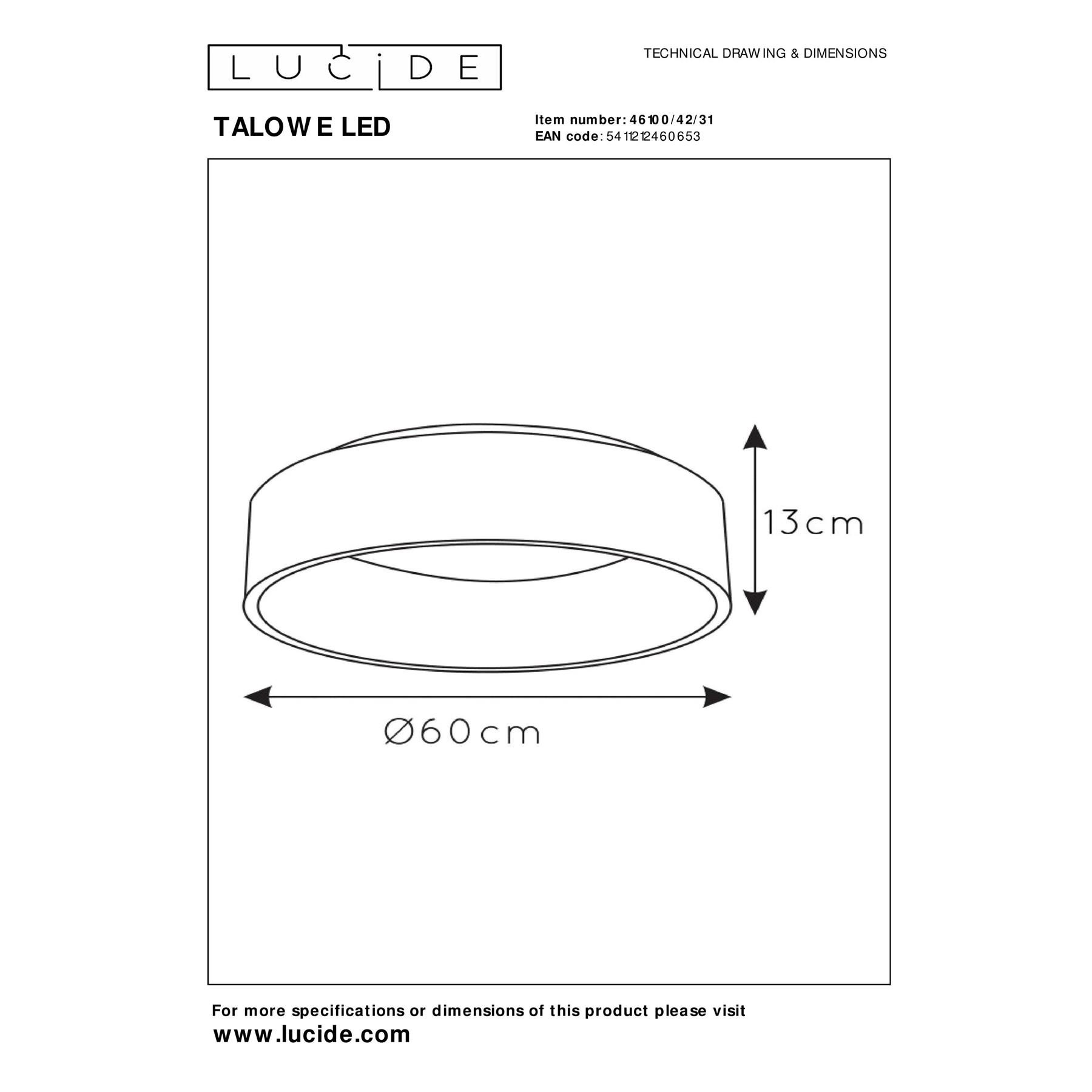 Lucide TALOWE LED Plafonnière - Wit