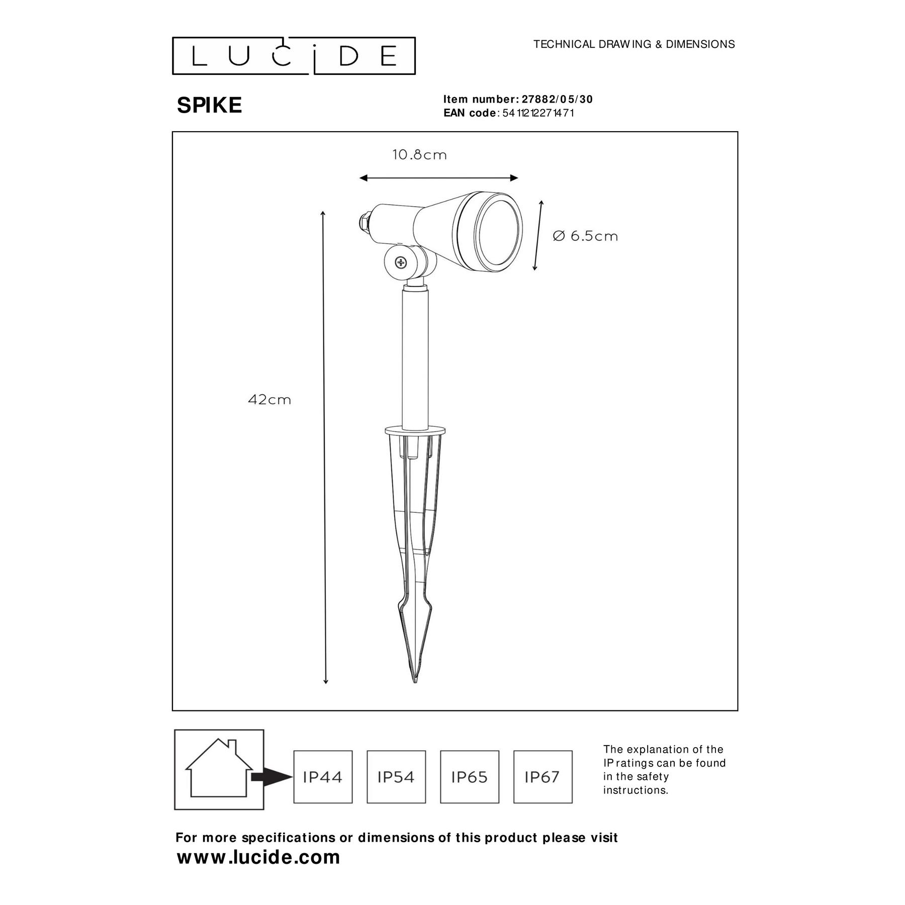Lucide SPIKE Tuinspot - Zwart