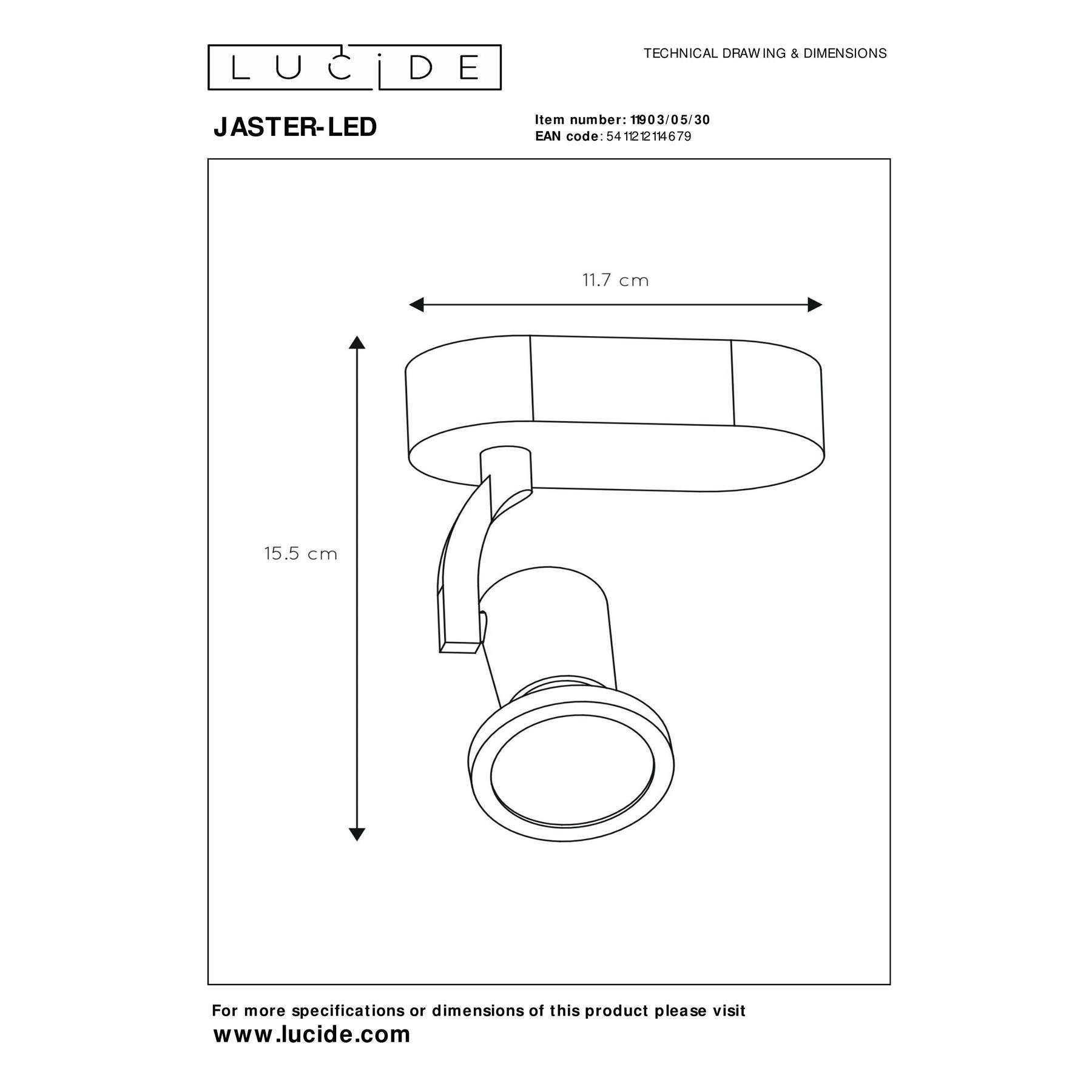 Lucide JASTER-LED Plafondspot - Zwart