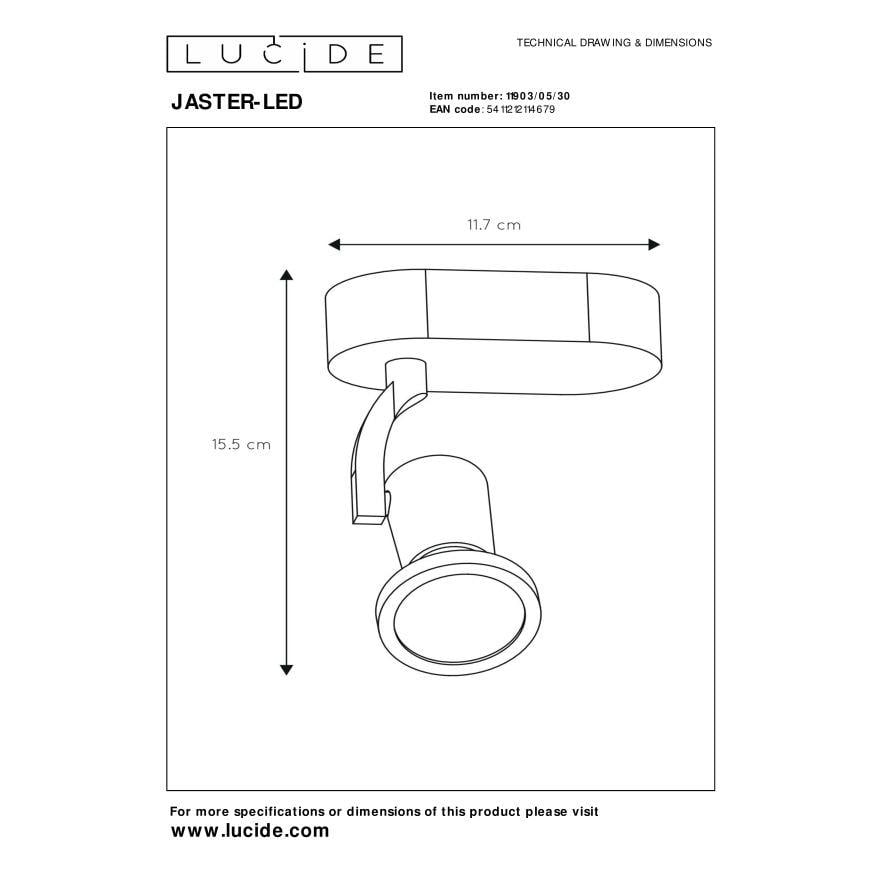 Lucide JASTER-LED Plafondspot - Zwart