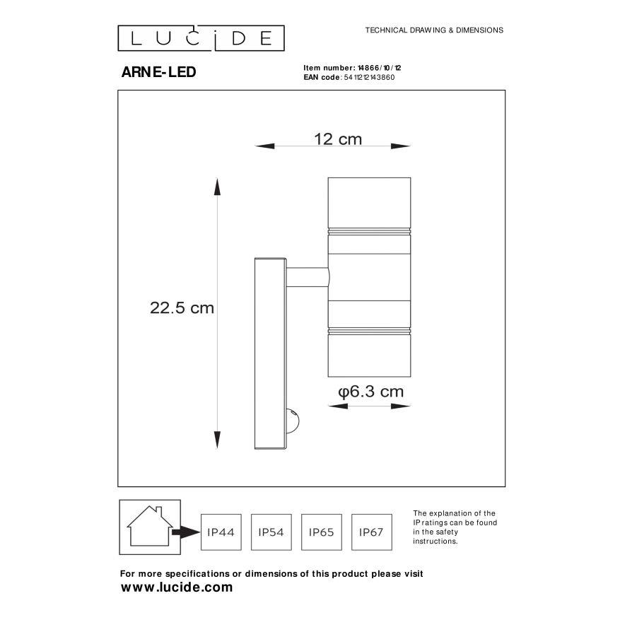 Lucide ARNE-LED IR Wandspot - Mat chroom