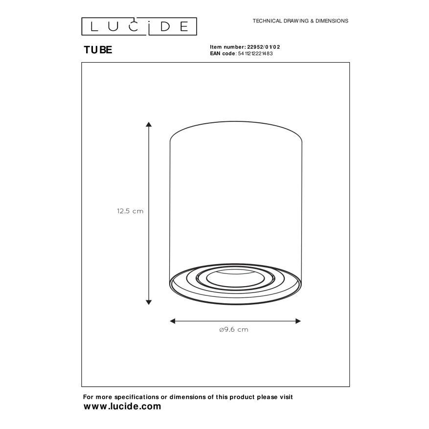 Lucide TUBE Plafondspot - Mat Goud | Messing