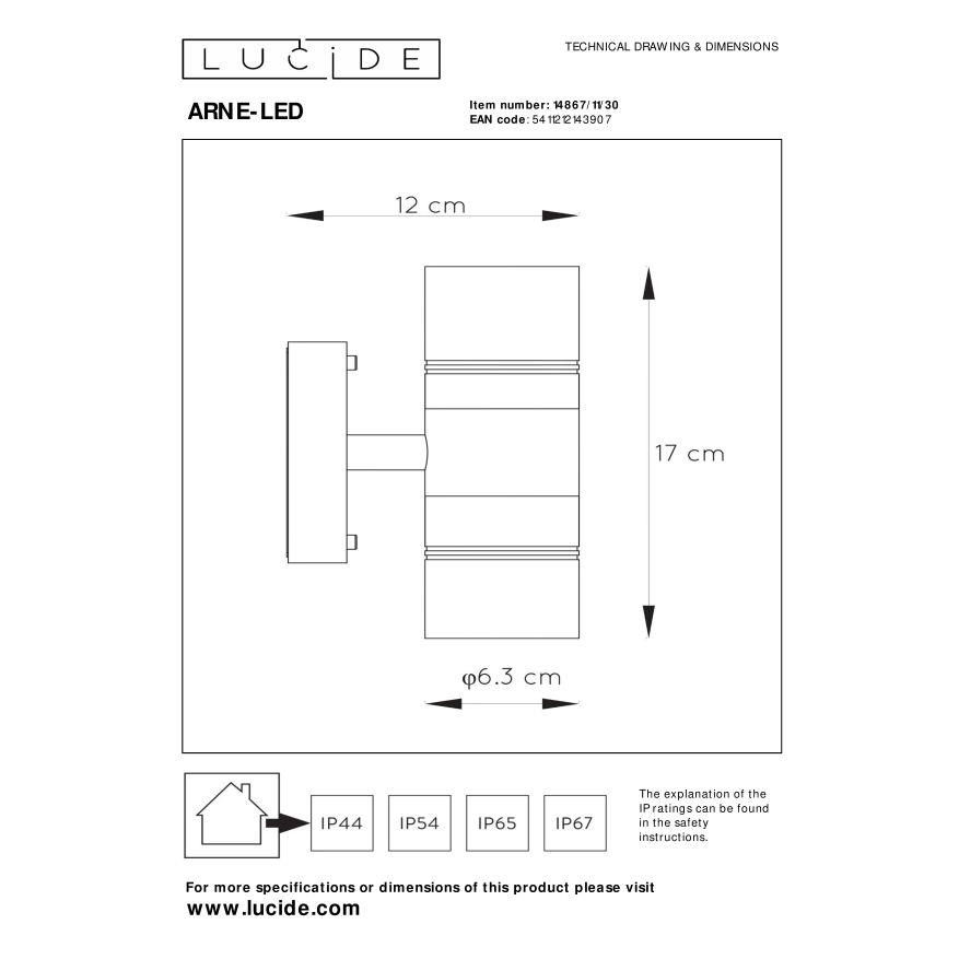 Lucide ARNE-LED Wandspot - Zwart