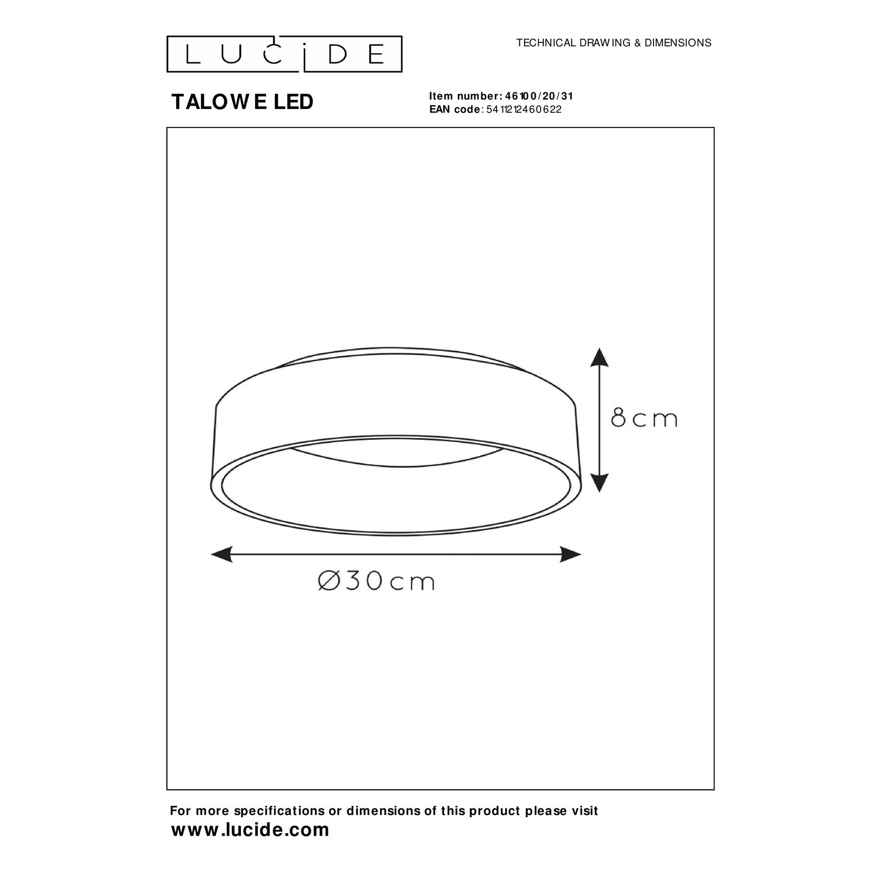 Lucide TALOWE LED Plafonnière - Wit