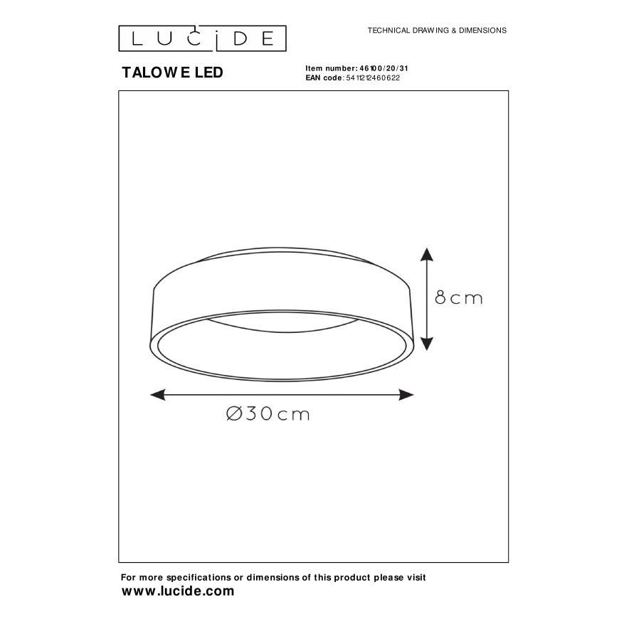 Lucide TALOWE LED Plafonnière - Wit