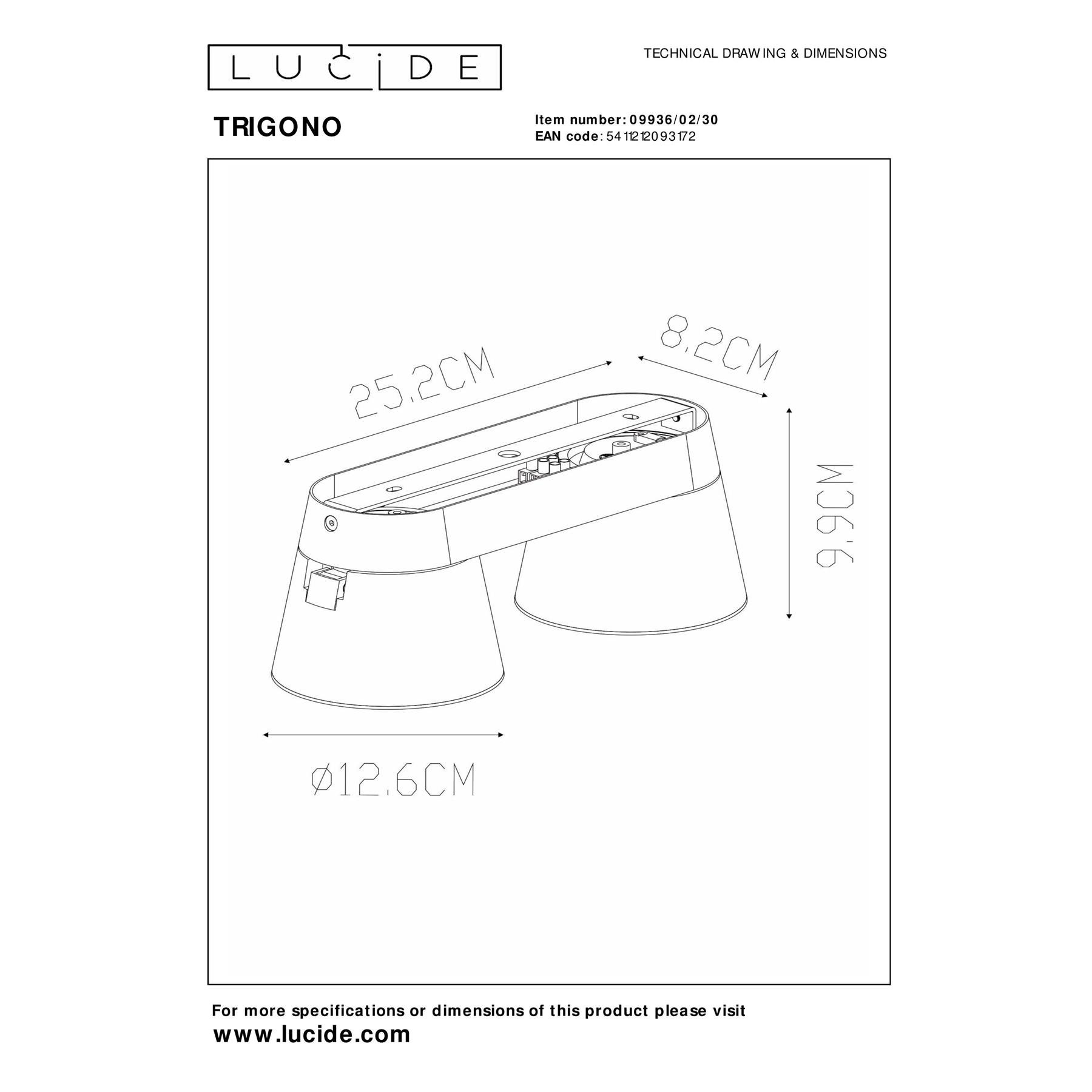 Lucide TRIGONO - Plafondspot - 2xGU10 (ES111) - Zw