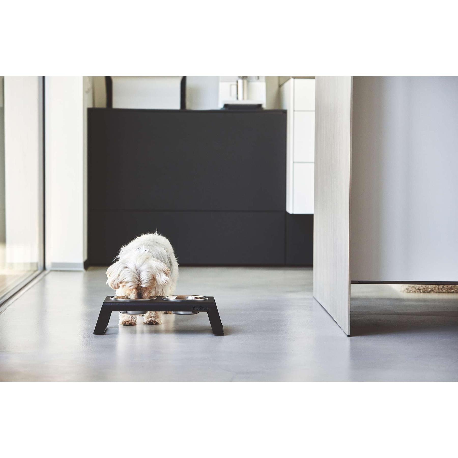 MiaCara Desco hondenvoerbak medium aluminium zwart