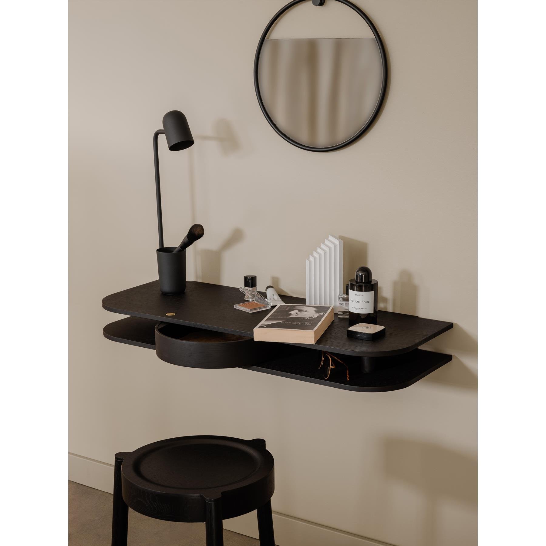 Northern Valet wand console tafel large 92x35 zwart eiken