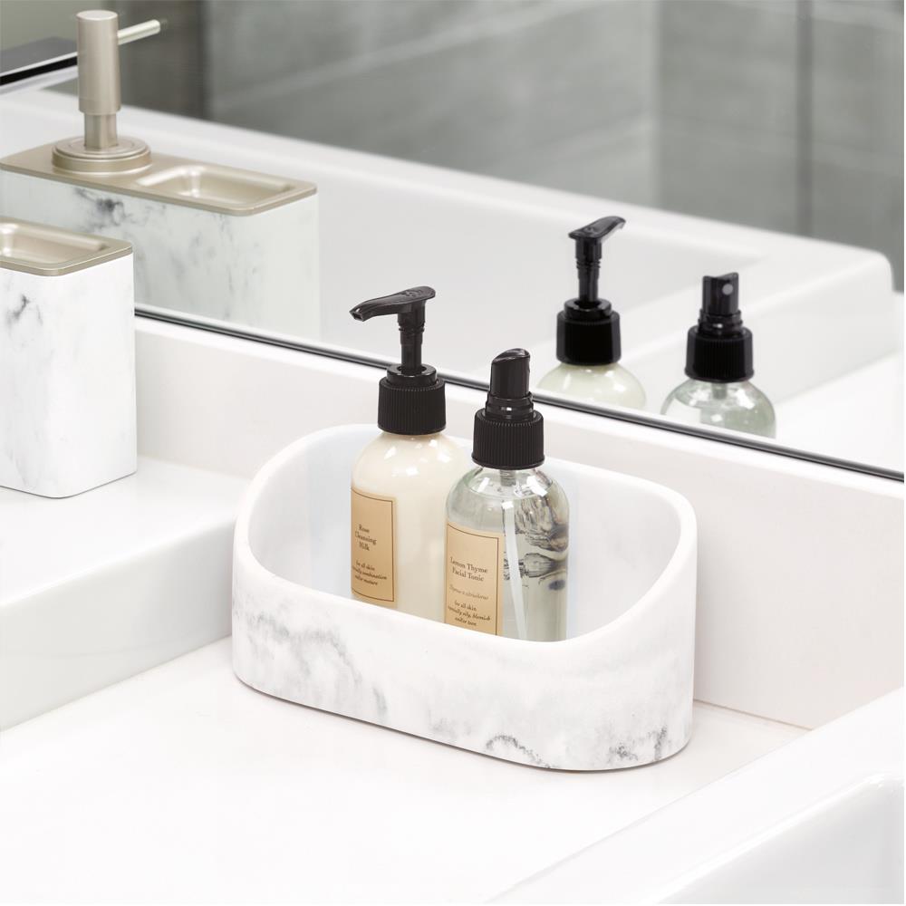 iDesign - Badkamer Organizer, 20.5 x 9 x 9 cm, Kunststof, Marmer Patro
