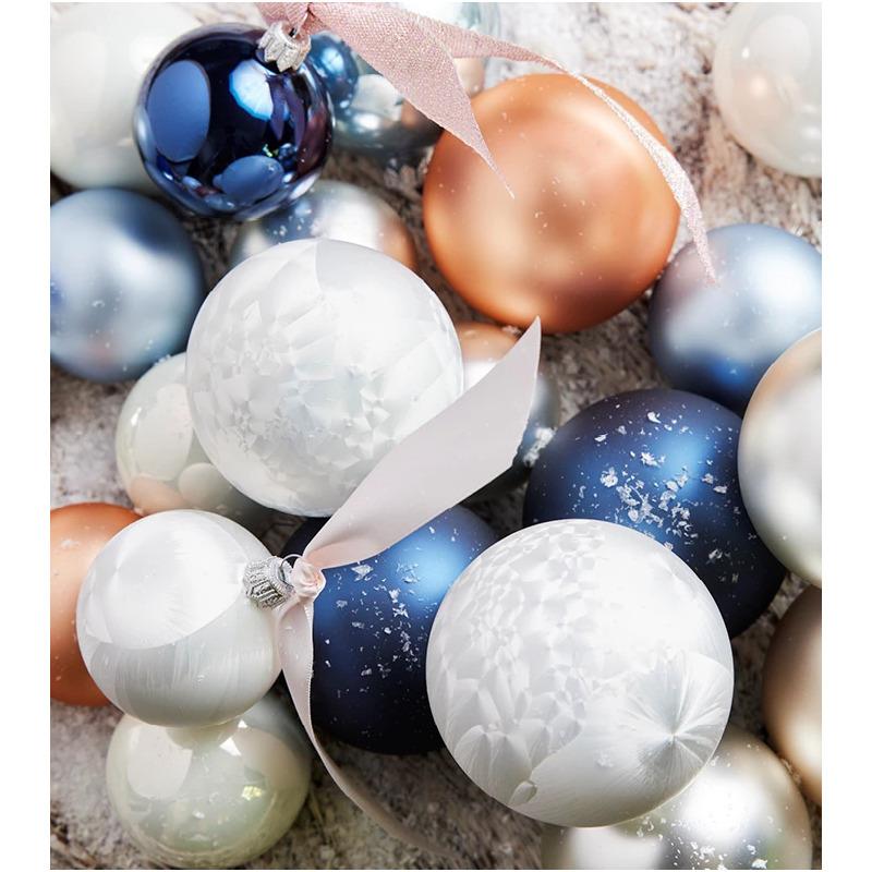 Decoris Kerstballen - 6 st - wit - glas - mat-glans - 8 cm