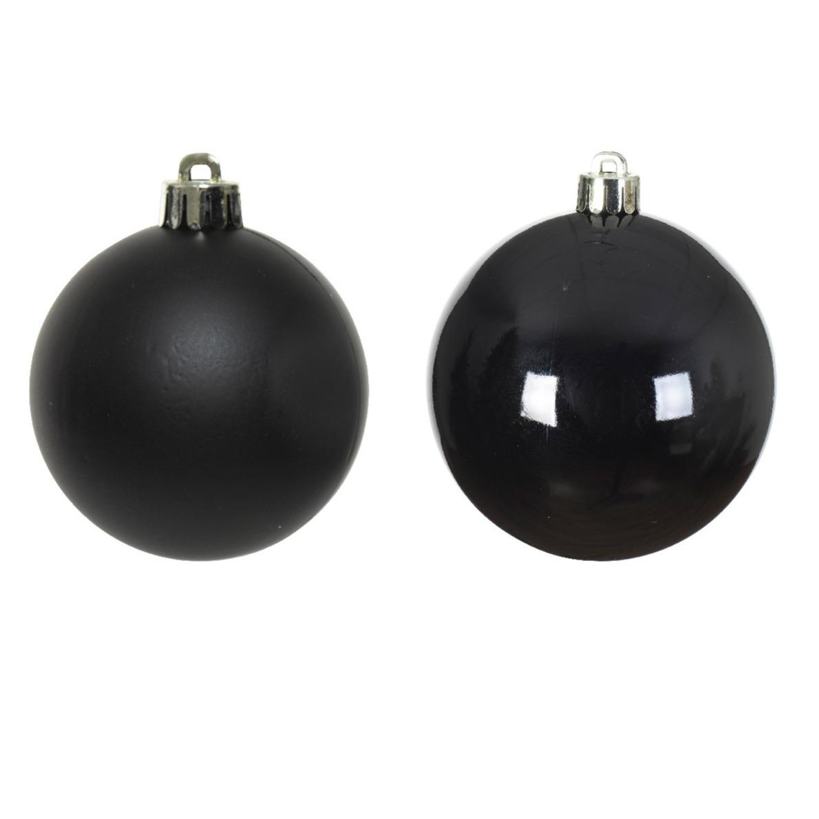 Decoris Kerstballen - 6 ST - zwart - glas - 8 cm