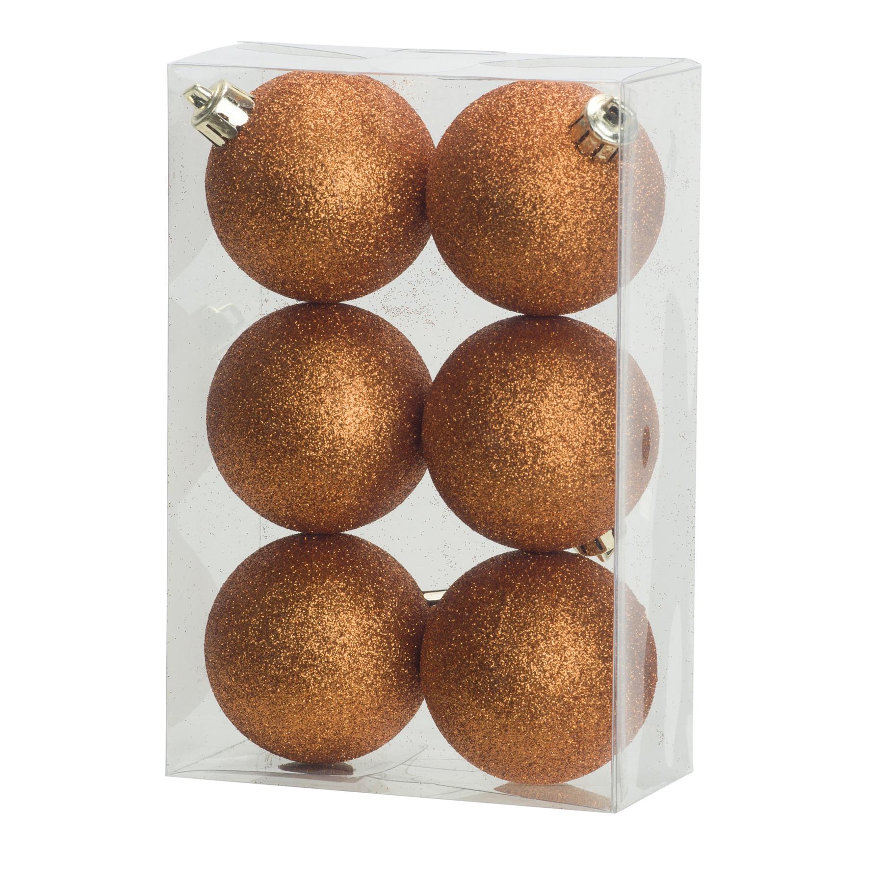 Cosy & Trendy Kerstballen 6 ST oranje glitters 8 cm kopen? Shop