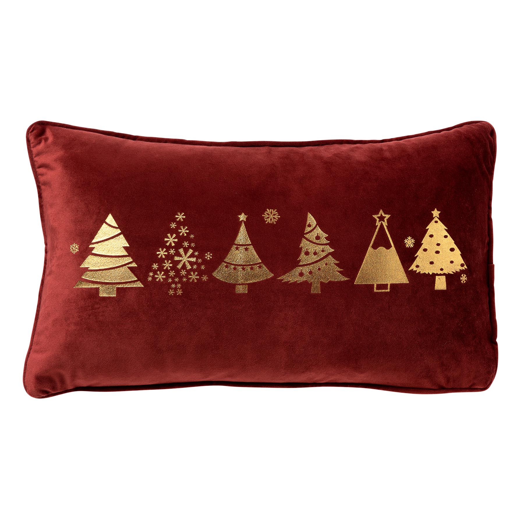 Trees - Kerst sierkussen - 30x50 cm, Rood