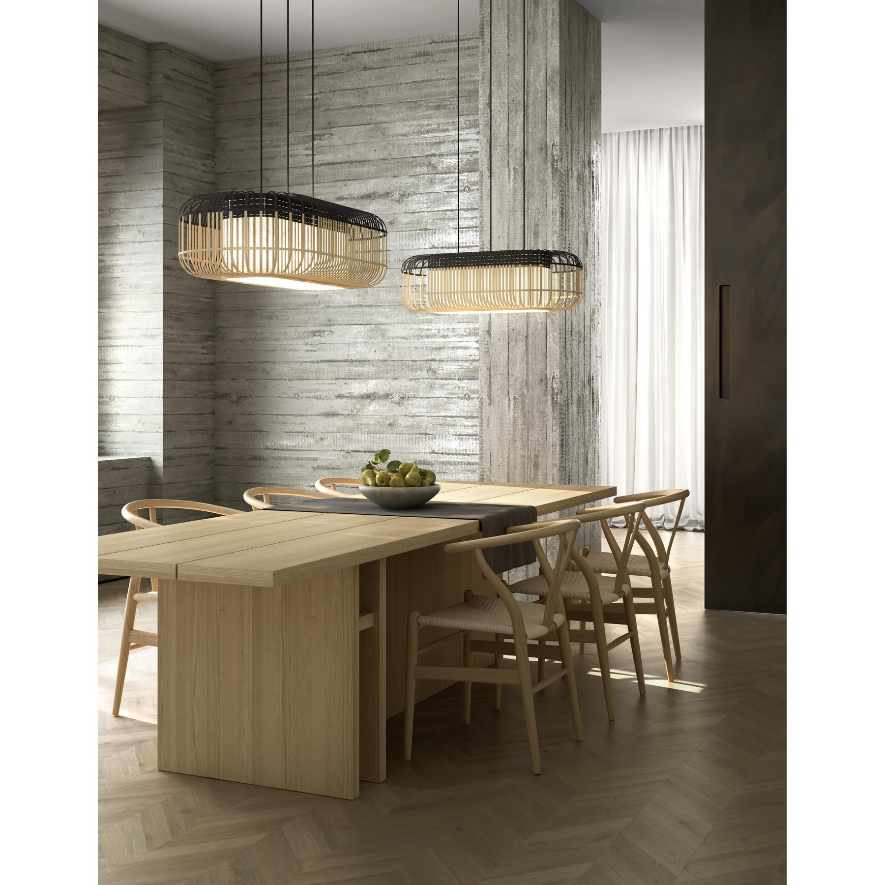Forestier Bamboo Oval L hanglamp wit