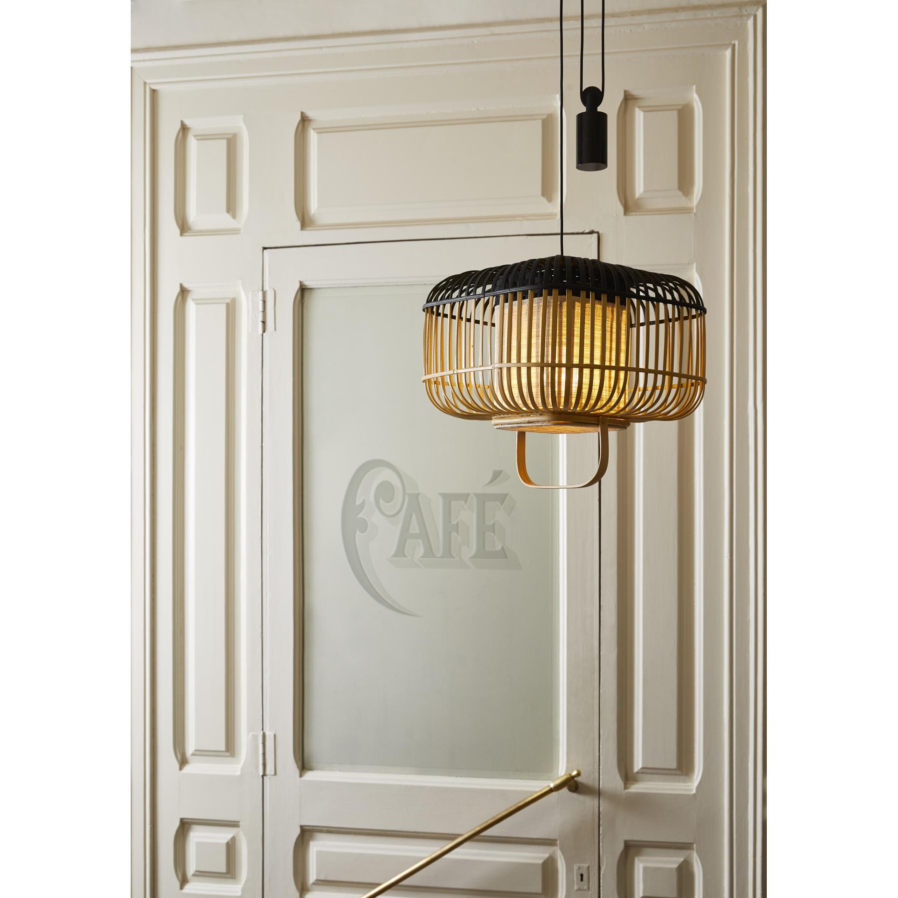 Forestier Bamboo square hanglamp small black