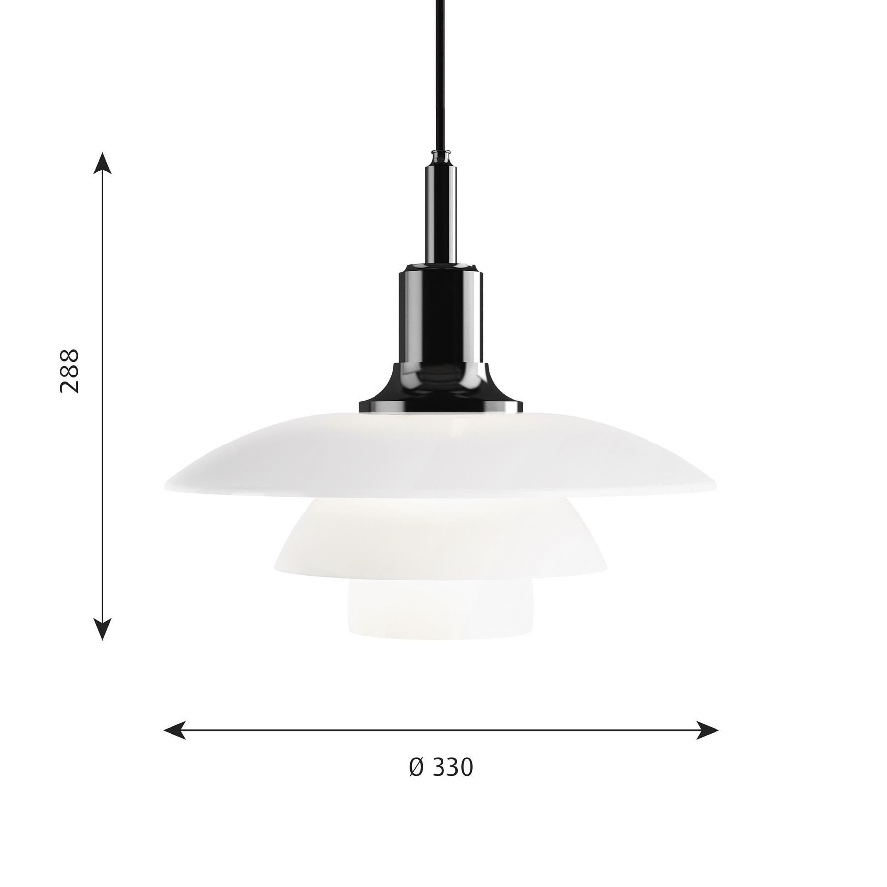 Louis Poulsen PH 3,5-3 hanglamp Ø33 glas, hoogglans verchroomd