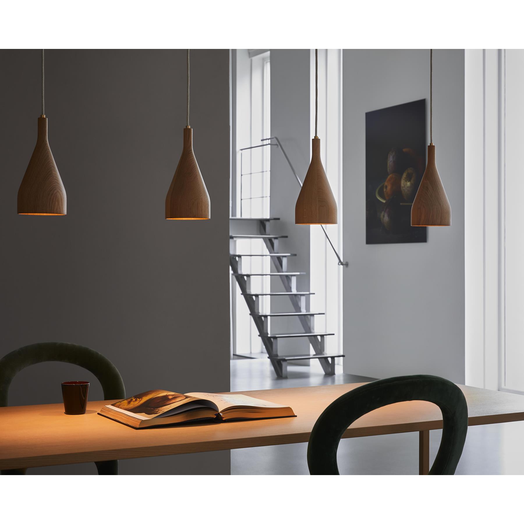 Hollands Licht Timber hanglamp small  Ø6.8 messing wit essen