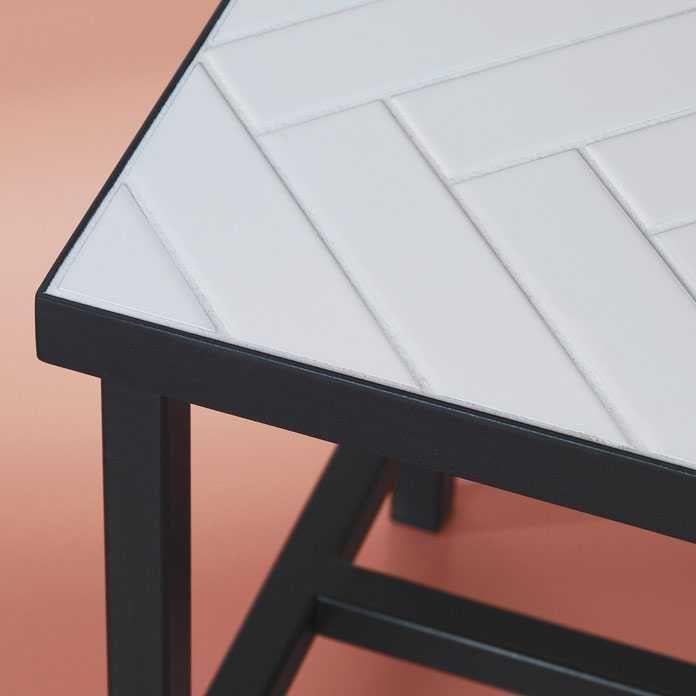Warm Nordic Herringbone bijzettafel geel