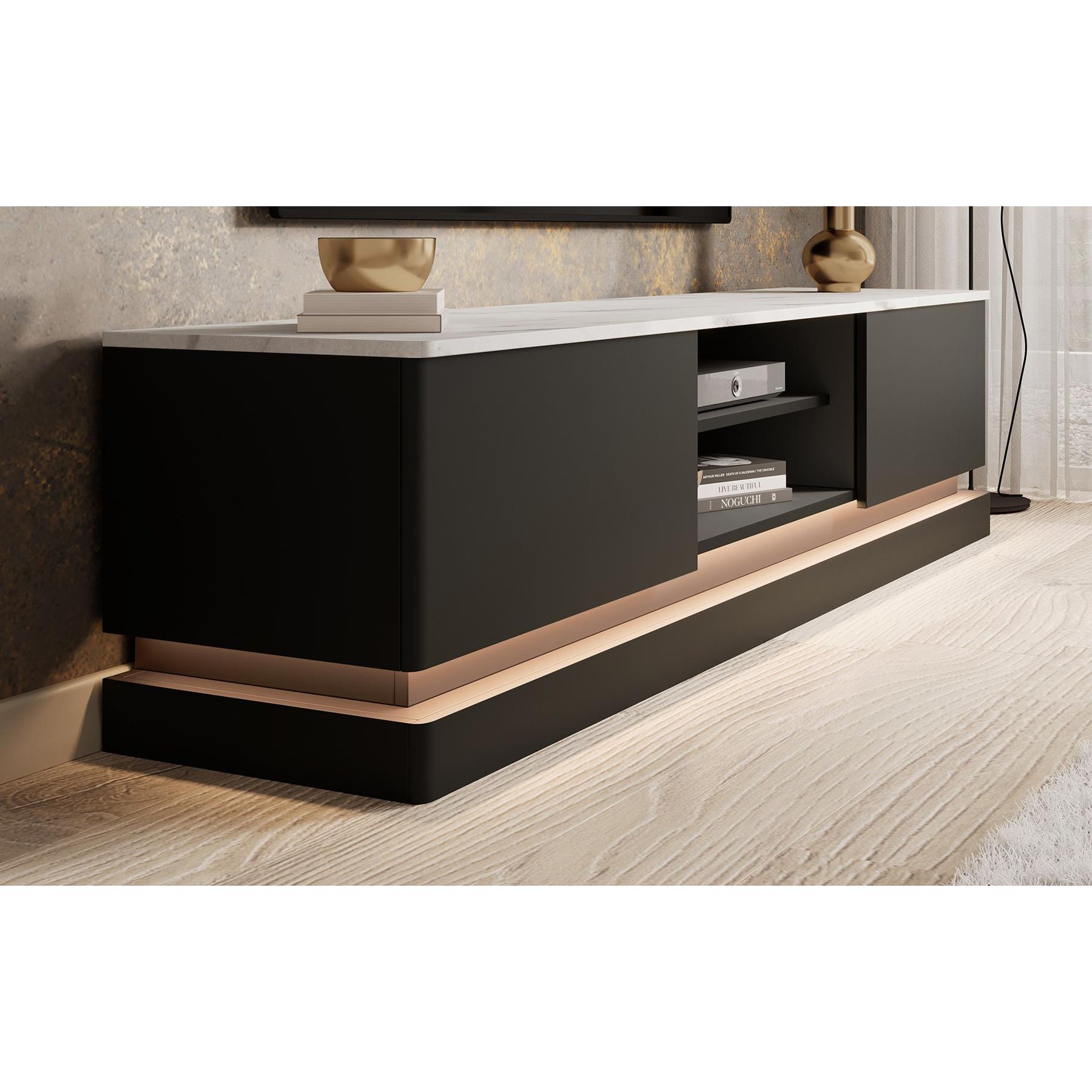 Meubella TV-Meubel Daley - Zwart - 190 cm - Met LED
