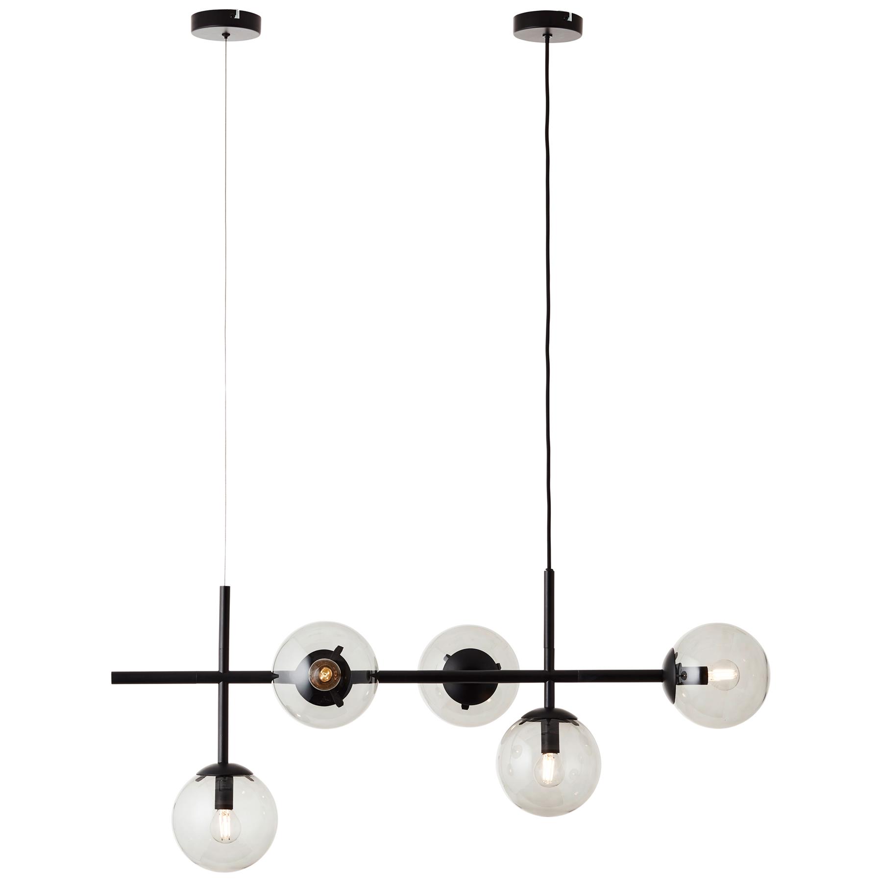 Brilliant Ariol Hanglamp 5-lichts - Zwart/Gerookt Glas