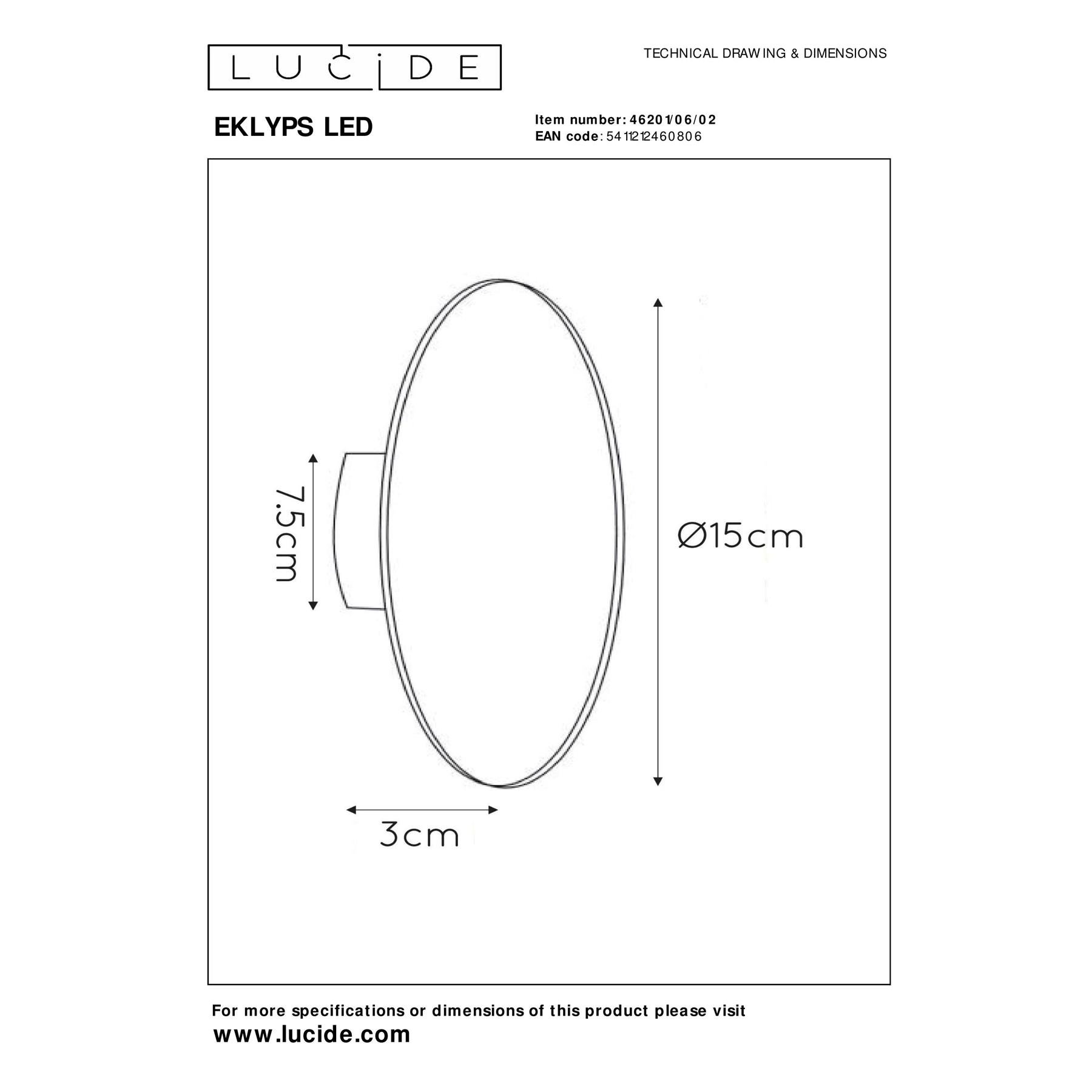 Lucide EKLYPS LED Wandlamp - Mat Goud | Messing