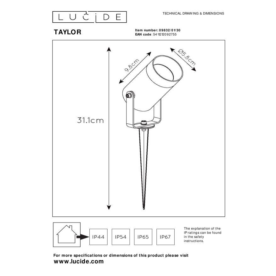 Lucide TAYLOR Tuinspot - Zwart