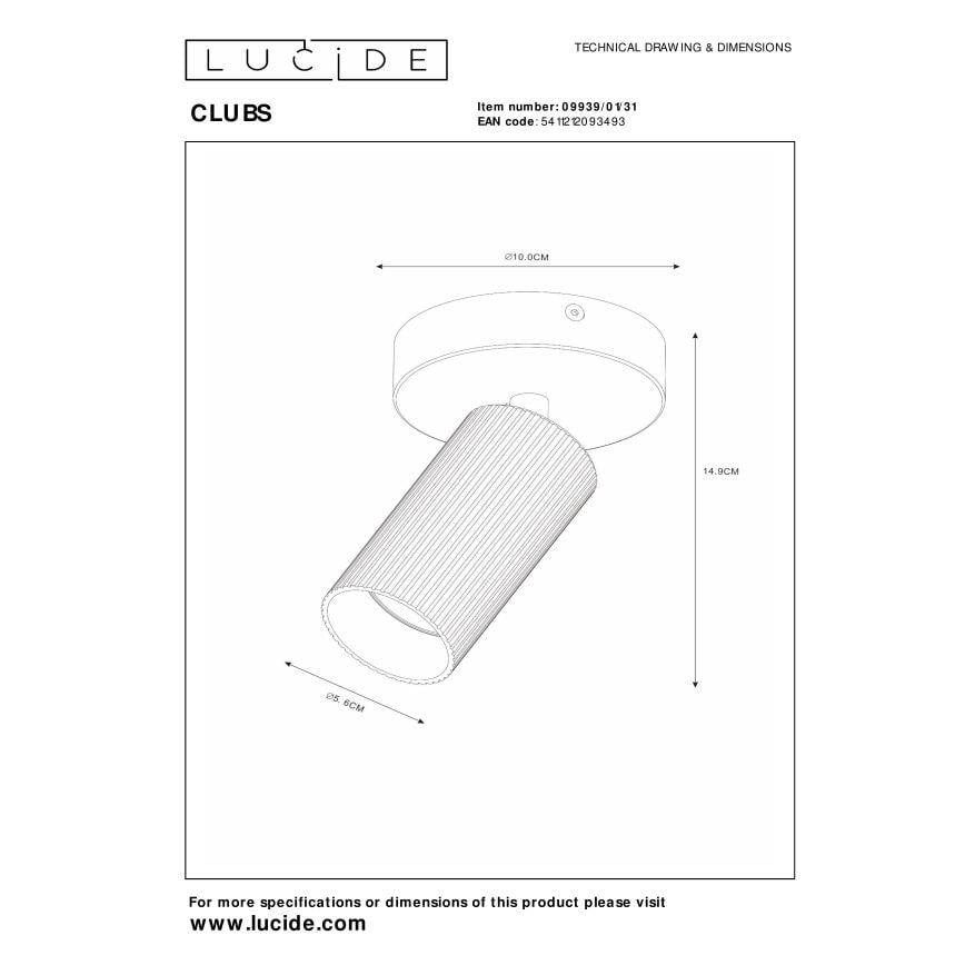 Lucide CLUBS Plafondspot - Wit