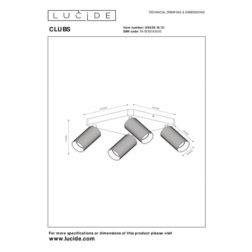 Lucide CLUBS Plafondspot - Wit