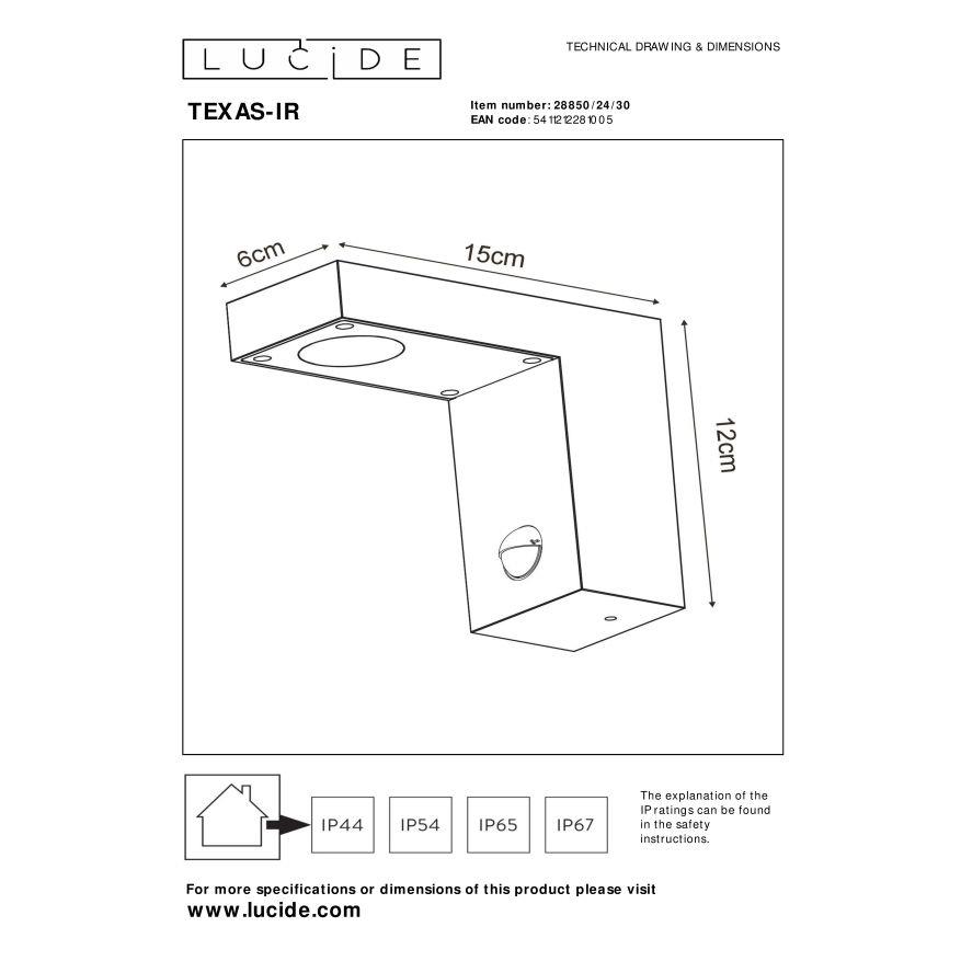 Lucide TEXAS-IR Wandspot - Antraciet