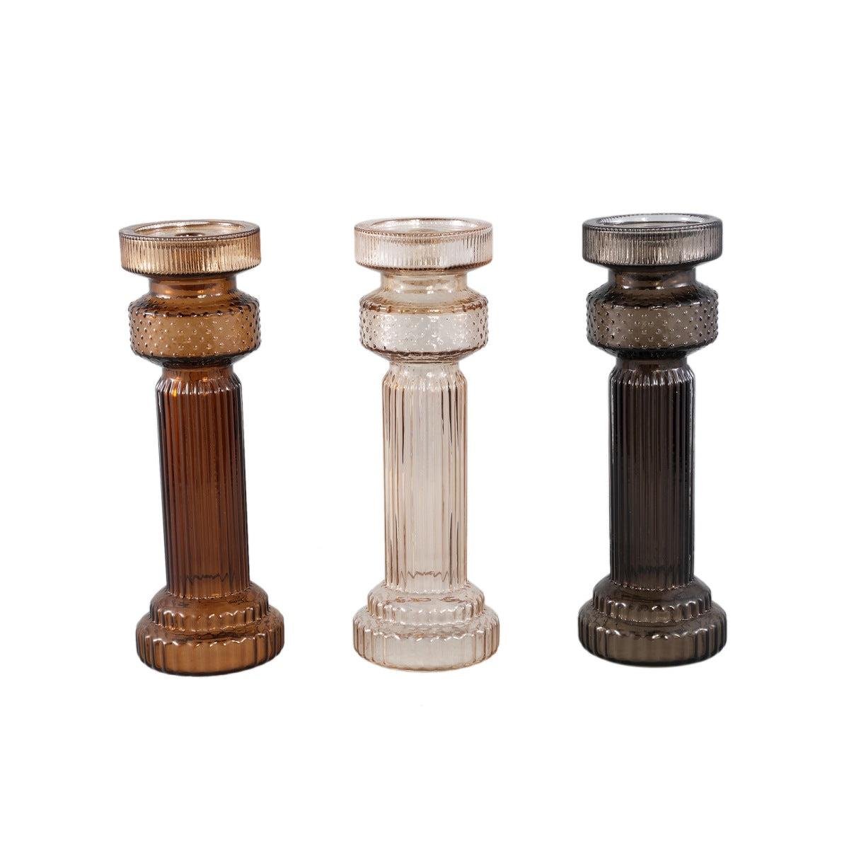 PTMD Kandelaar Fadri - 11x11x34 cm - Glas - Brons