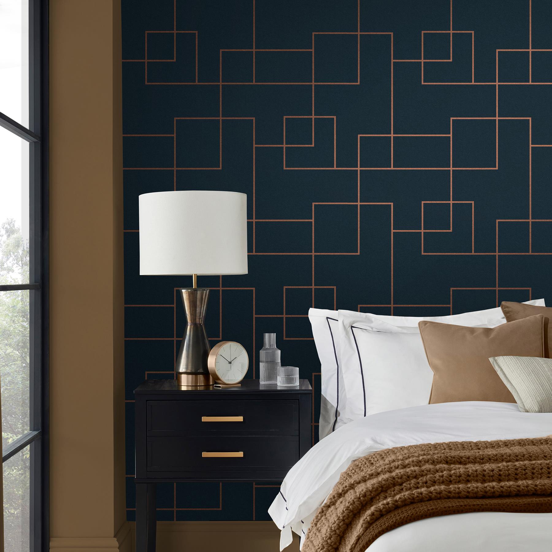 Graham & Brown vliesbehang Primo Navy blauw
