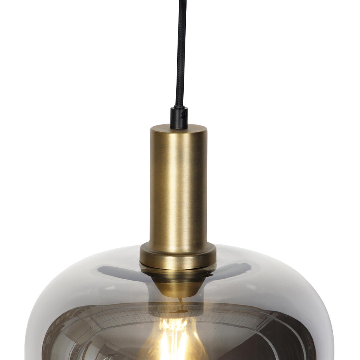 QAZQA Design hanglamp zwart met goud en smoke glas - Zuzanna