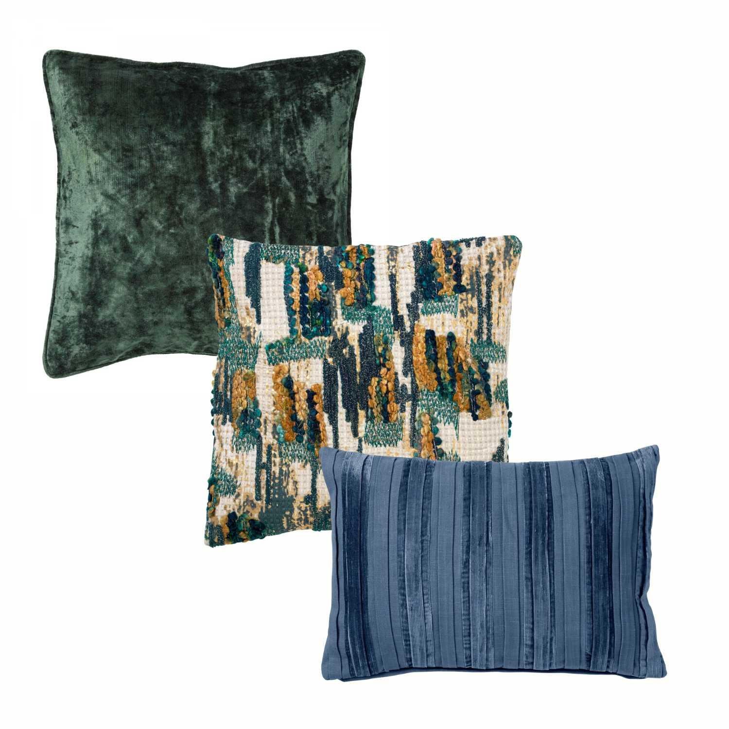Hoii - VOORDEELSET DARCI BLUE - Set van 3 Sierkussens - Insignia Blue