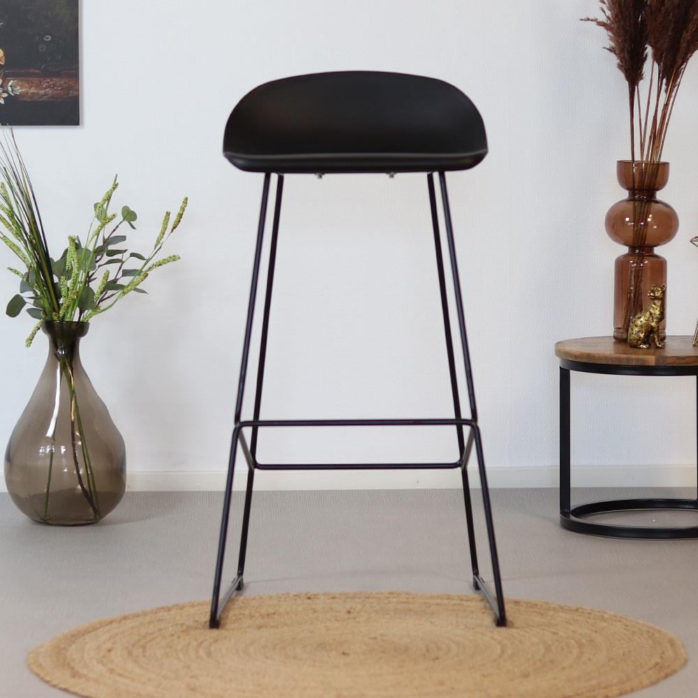Livin24 Barkruk Ellen zwart Scandinavisch design 76 cm