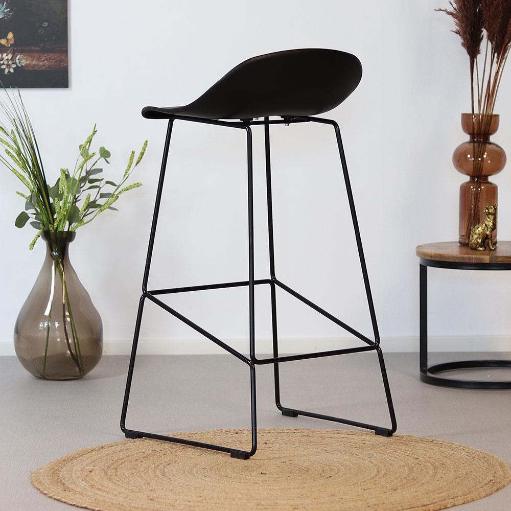 Livin24 Barkruk Ellen zwart Scandinavisch design 76 cm
