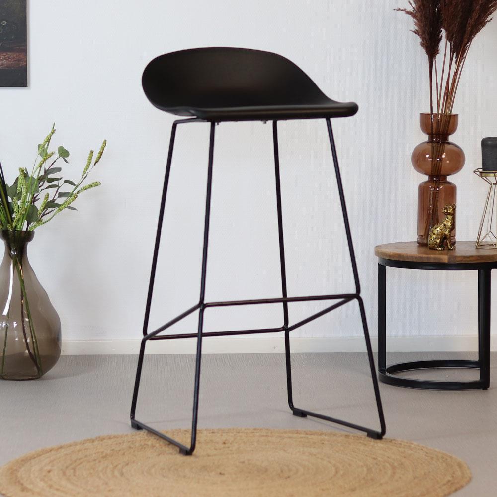 Livin24 Barkruk Ellen zwart Scandinavisch design 76 cm