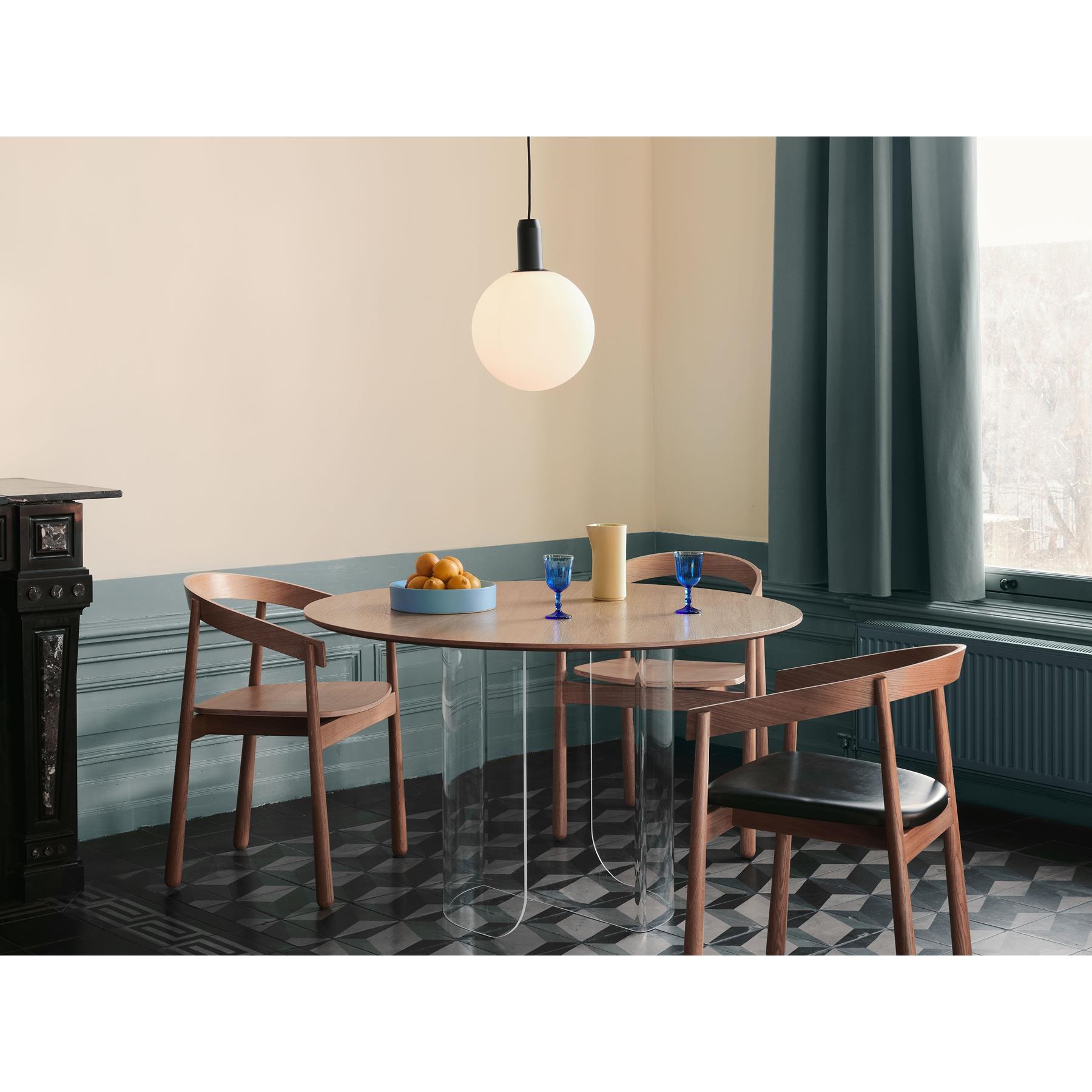 FÉST Plateau eettafel 120 transparant eiken blad