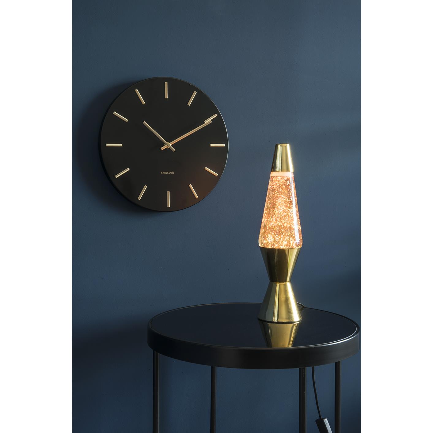 Karlsson - Wandklok Charm - Staal Zwart met Gouden wijzers - Small - Ø30cm