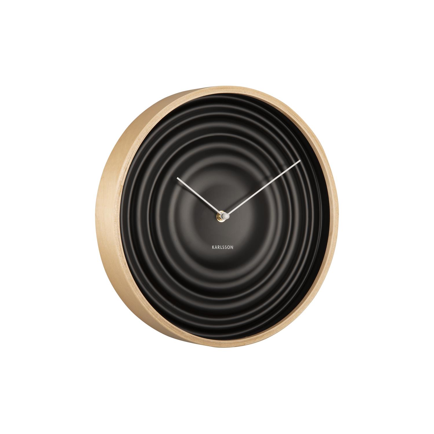 Karlsson Wall clock Scandi Ribble matt black, wood case kopen? shop bij vtwonen by fonQ!