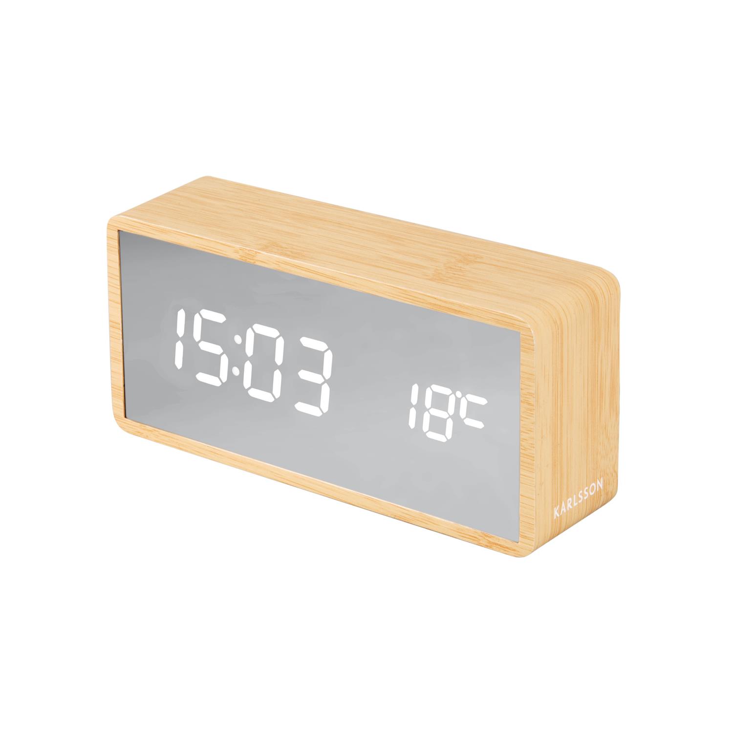Karlsson Alarm clock Silver Mirror LED light wood veneer kopen? shop