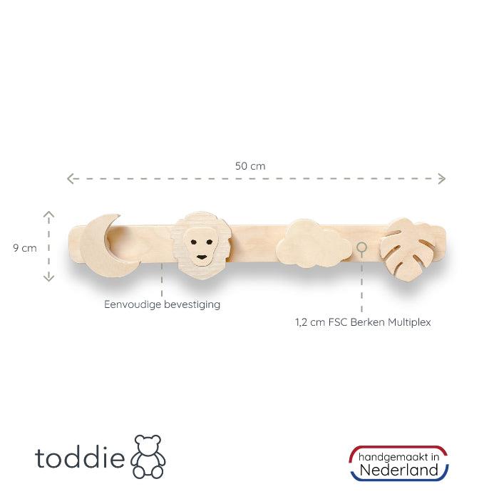 Houten kapstok kinderkamer | Jungle - blank