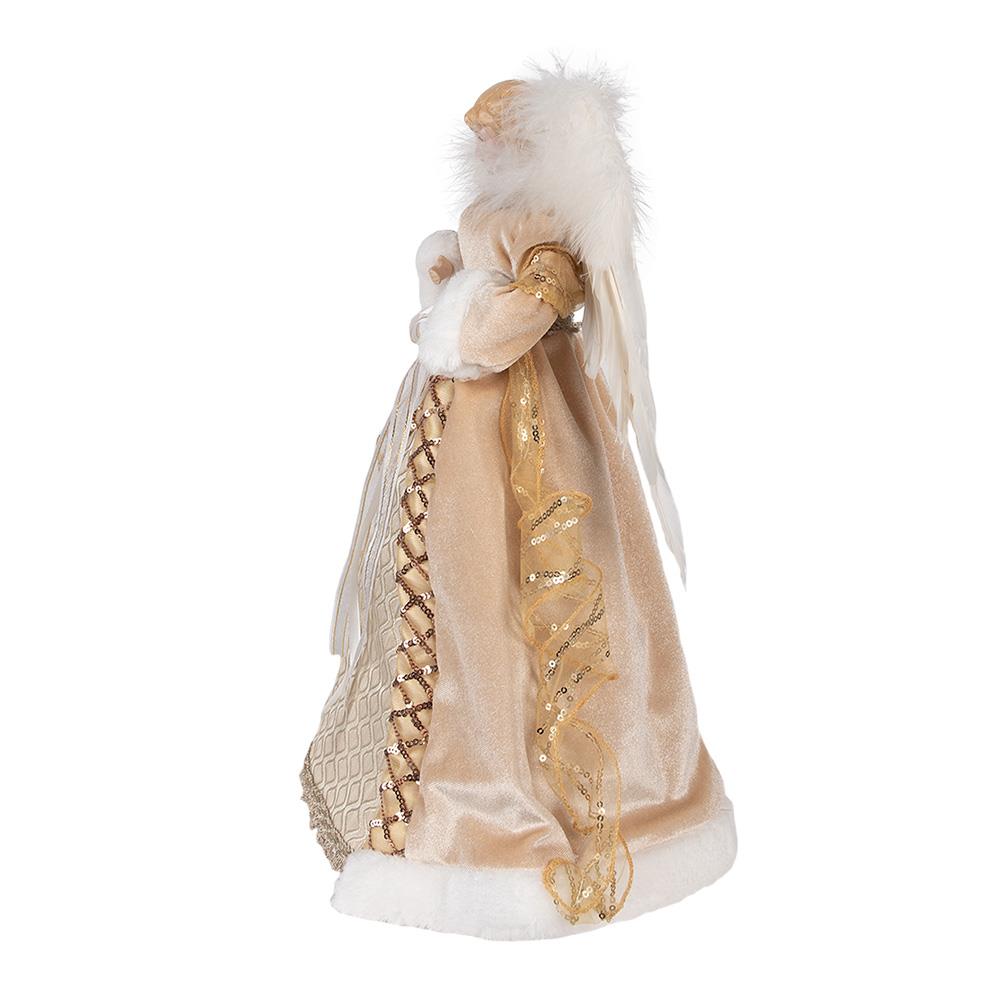 Clayre & Eef Kerstdecoratie Beeld Engel 41 cm Goudkleurig Textiel op